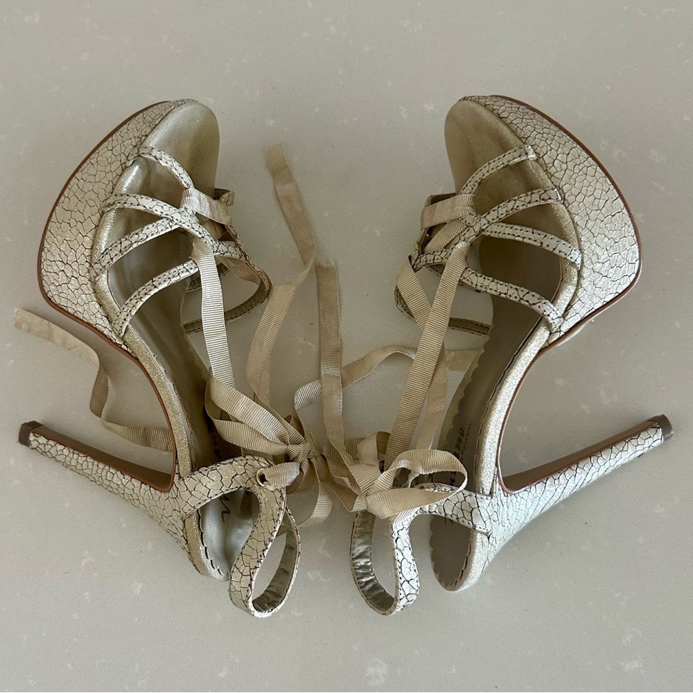 Elegant Cream Strappy Platform Heels